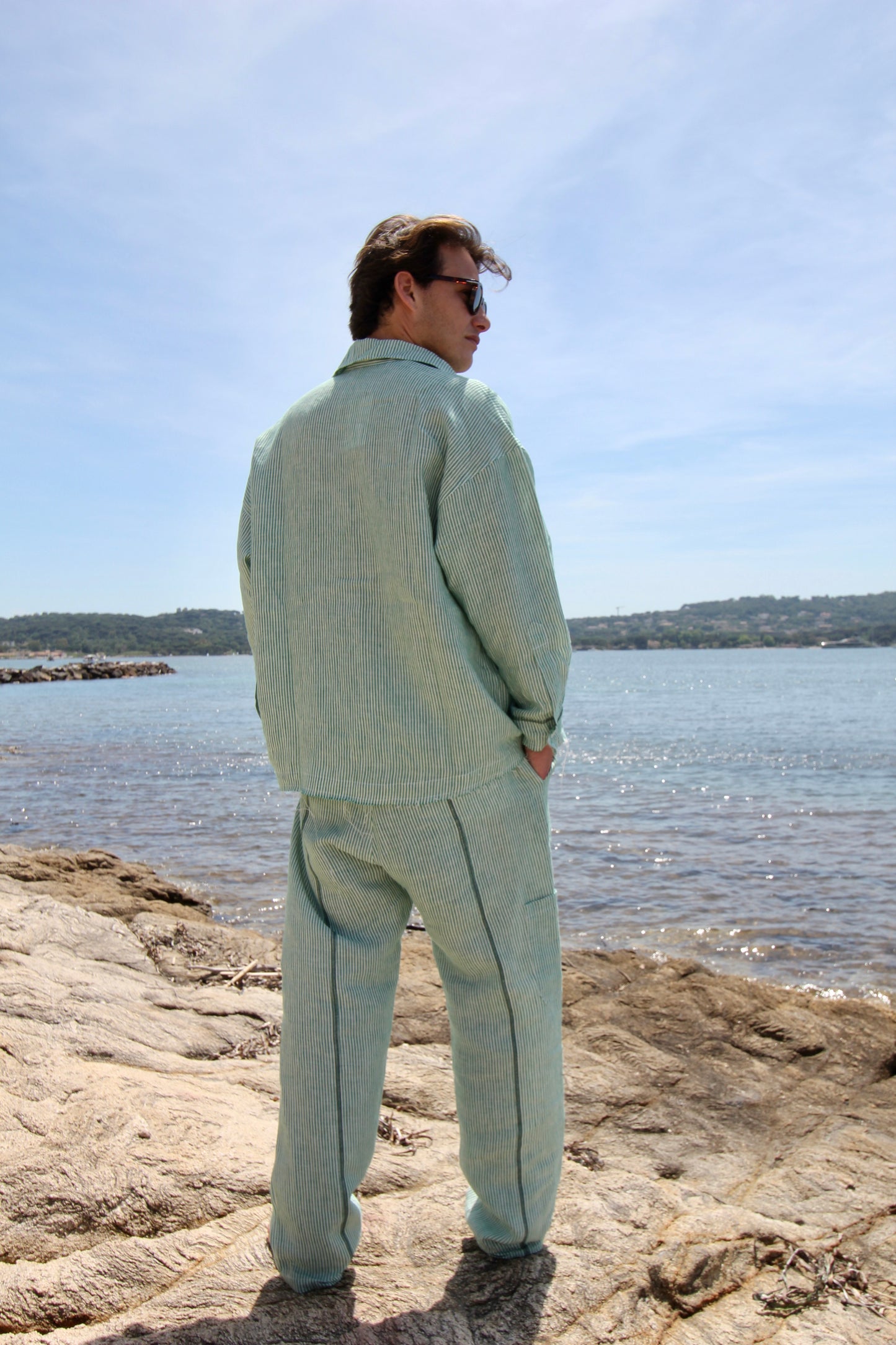 CHEMISE MENTHE 100 % LIN