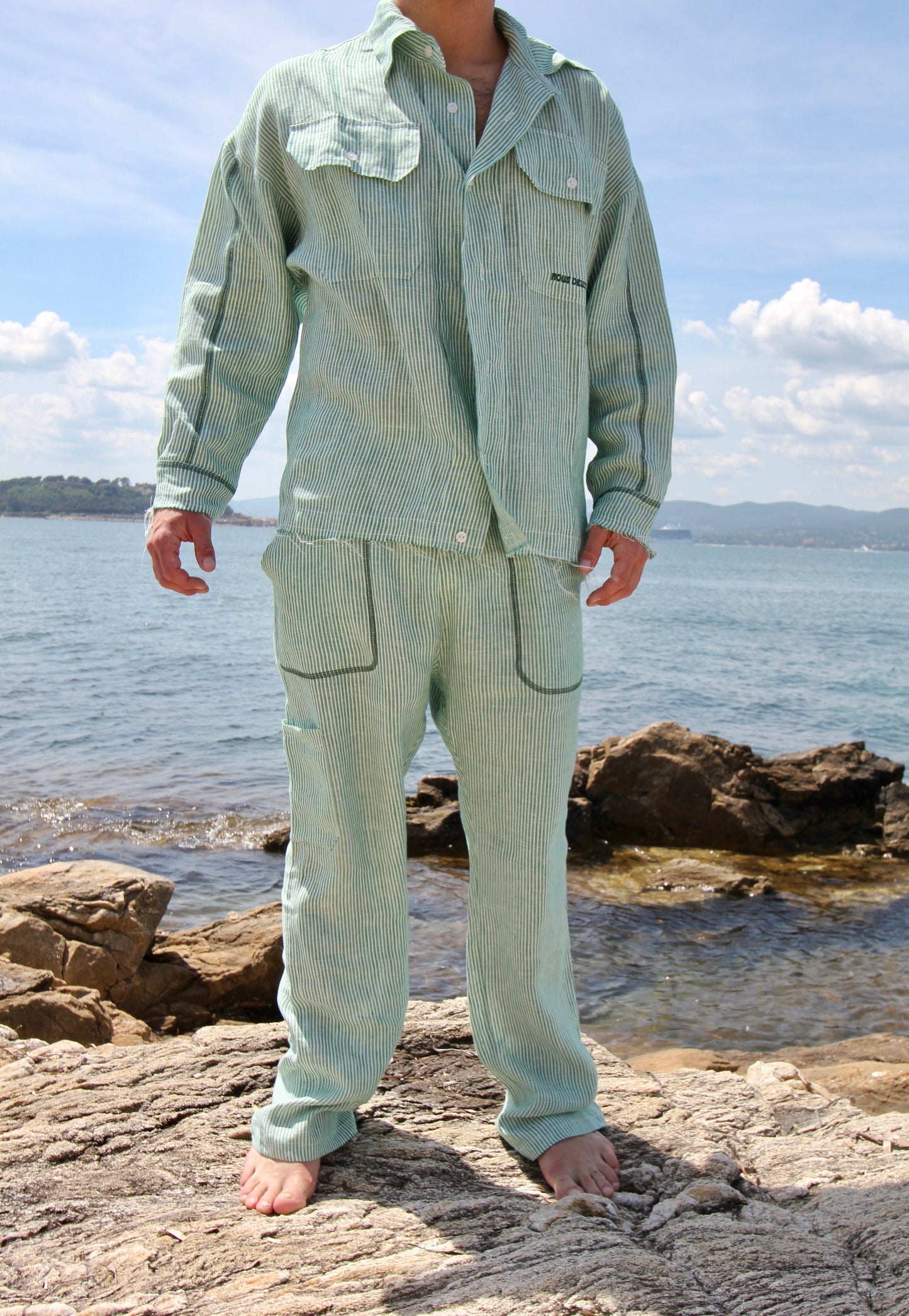 CHEMISE MENTHE 100 % LIN
