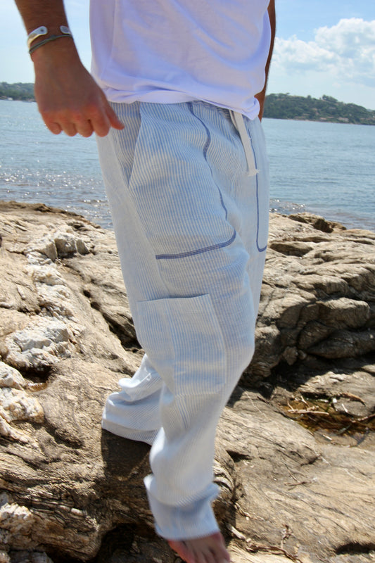 PANTALON AQUA 100 % LIN