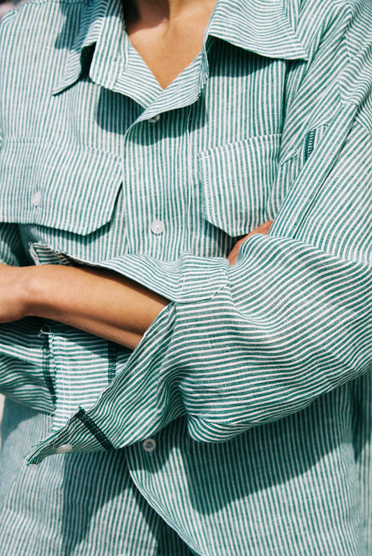 CHEMISE MENTHE 100 % LIN